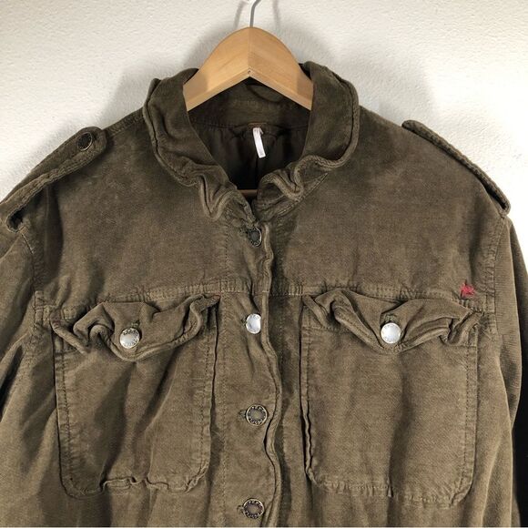 Free People Everlyn Corduroy Jacket In Moss Green Size Large - Picture 3 of 10